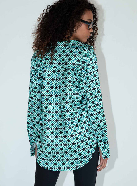 back view of model wearing Princess Polly Tui Shirt Green 