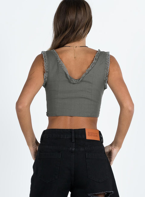 product Princess Polly Sleeveless Asymmetric Neckline  Scarlett Top Slate Grey