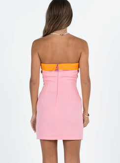 product Princess Polly Asymmetric Neckline  Tein Strapless Mini Dress Pink / Orange
