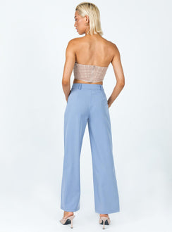 back view of model wearing Princess Polly Archer Pants Blue Pants 