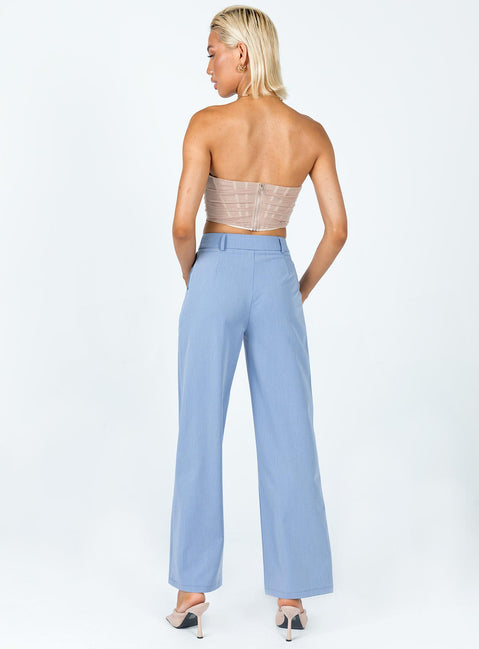back view of model wearing Princess Polly Archer Pants Blue Pants 