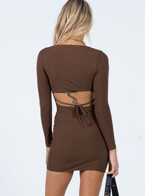 product Princess Polly Crew Neck  Nolan Mini Dress Brown