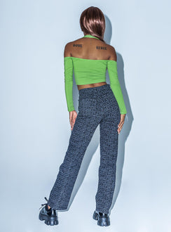 back view of model wearing Princess Polly Text Me High Rise Straight Leg Jeans Black High Rise Jeans Jeans 