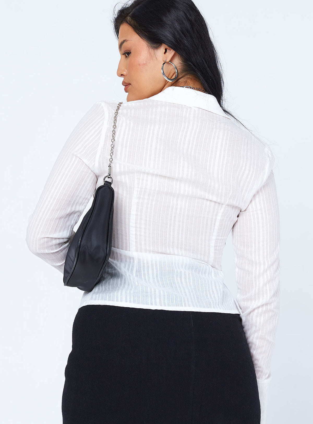 product Princess Polly Full Sleeves Plunger  Nial Long Sleeve Top White