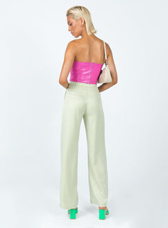 back view of model wearing Princess Polly Archer Pants Green Check Pants 