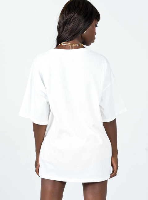 back view of model wearing Princess Polly Tropicana Oversized Tee White 