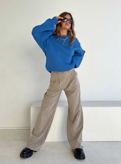 Featuring the Harmony Balloon Sleeve Knit Sweater Blue womens jumpers in short length front view of model wearing Princess Polly