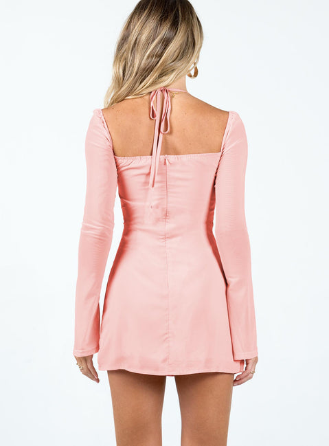 product Princess Polly Square Neck  Dyer Sheer Sleeve Mini Dress Pink