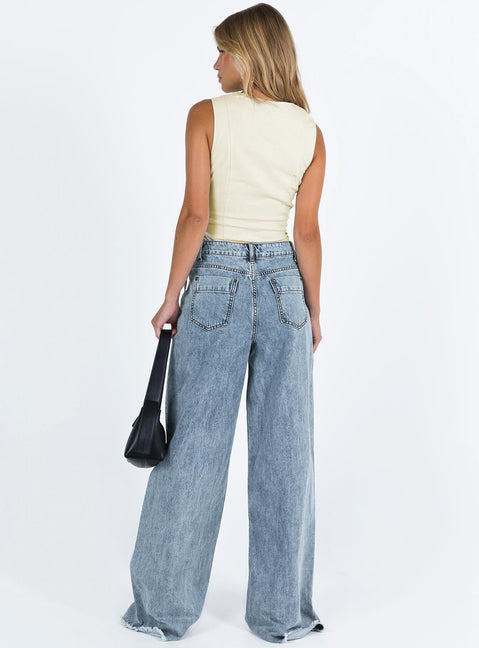 product Princess Polly Mid Rise  Eivissa Baggy Jeans Faded Denim