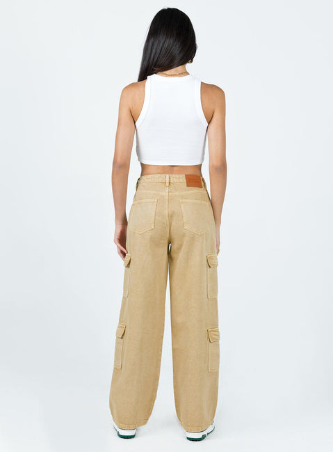 product Princess Polly Mid Rise  Locksley Cargo Jeans Beige