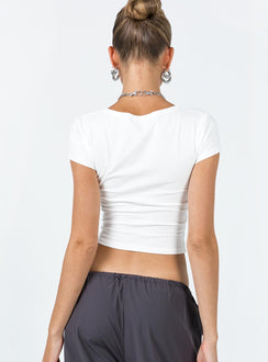 product Princess Polly Short Sleeves Crew Neck  Lex Top White