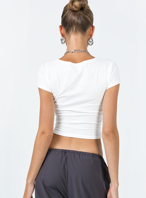 product Princess Polly Short Sleeves Crew Neck  Lex Top White