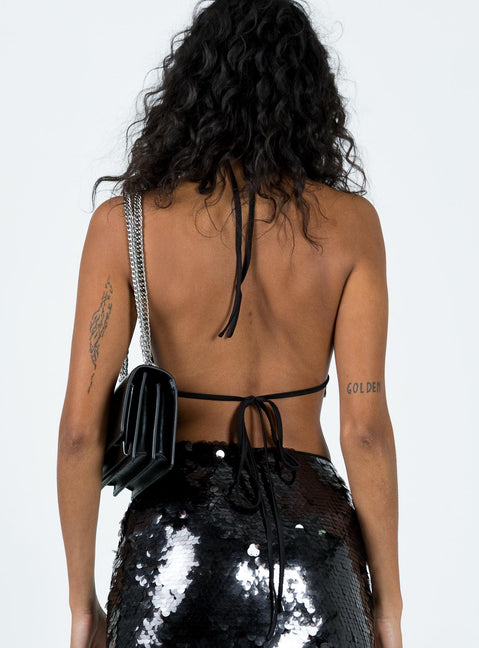 product Princess Polly Sleeveless Crew Neck  Hannam Halter Top Black