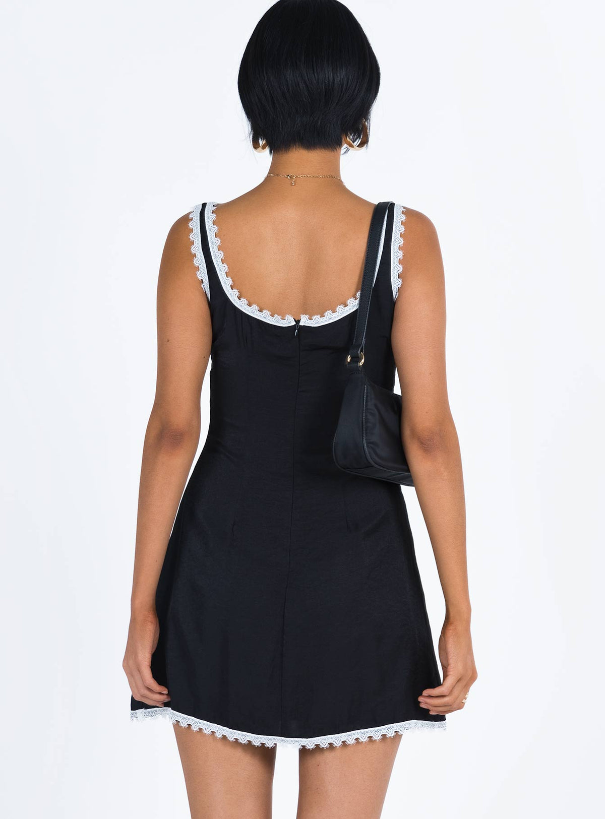 product Princess Polly Asymmetric Neckline  Fyfe Mini Dress Dusty Black