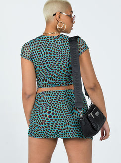   front view of model wearing Princess Polly Bold Move Mini Skirt Blue Multi Skirts 