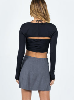 back view of model wearing Princess Polly Selby Mini Skirt Grey Skirts 