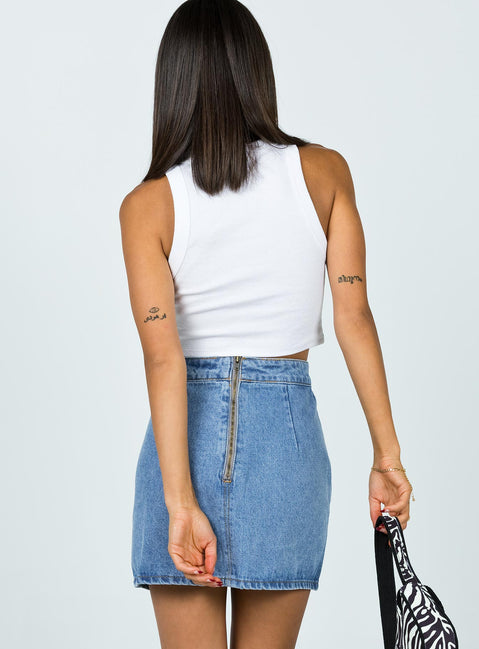 back view of model wearing Princess Polly The Lola Mini Skirt Denim Skirts 