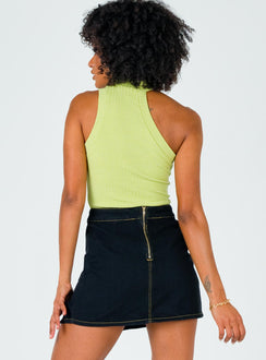 back view of model wearing Princess Polly The Lola Mini Skirt Contrast Stitching Black Skirts 