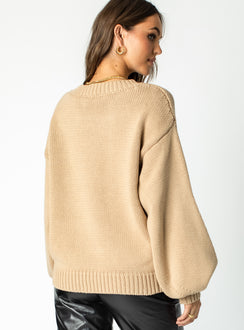 back view of model wearing Princess Polly Harmony Sweater Brown Jumpers 
