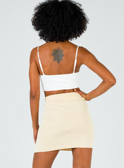 back view of model wearing Princess Polly The Lola Mini Skirt Ecru Skirts 