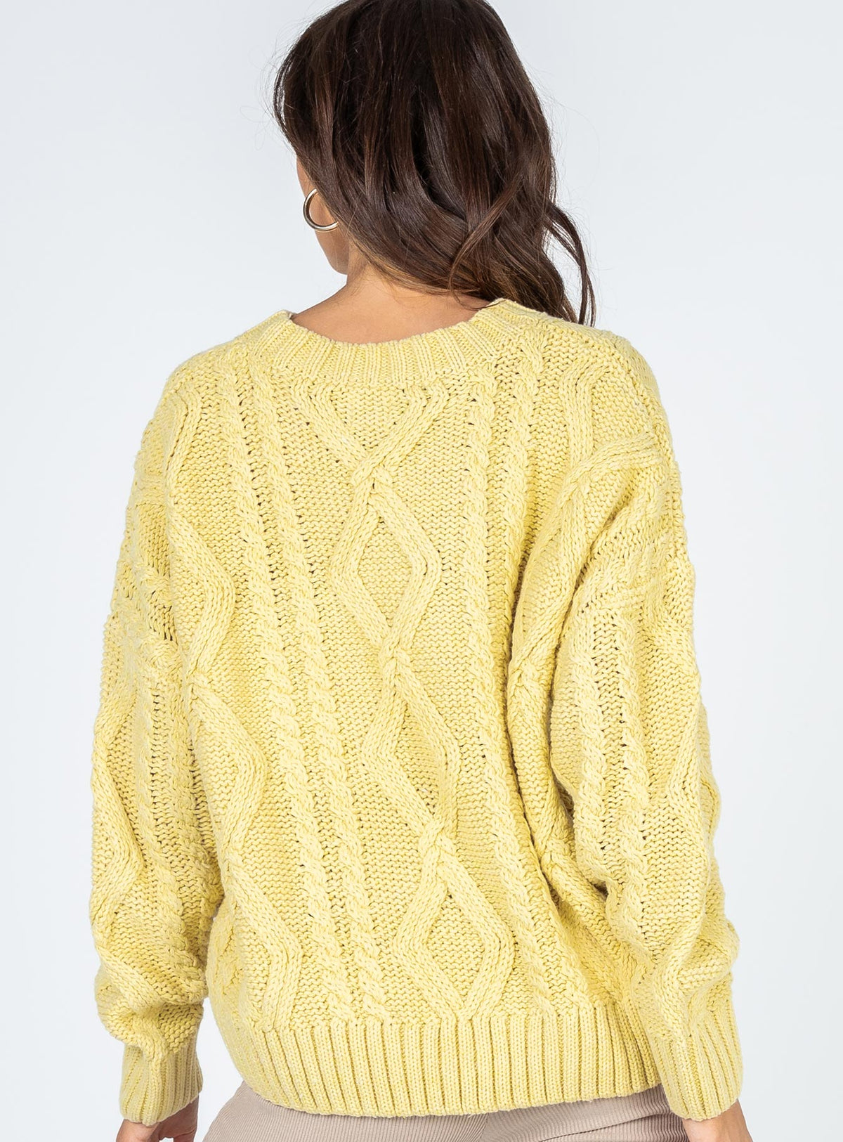 back view of model wearing Princess Polly Anaya Oversized Sweater Yellow Jumpers 