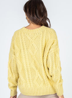 back view of model wearing Princess Polly Anaya Oversized Sweater Yellow Jumpers 