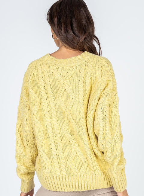 back view of model wearing Princess Polly Anaya Oversized Sweater Yellow Jumpers 