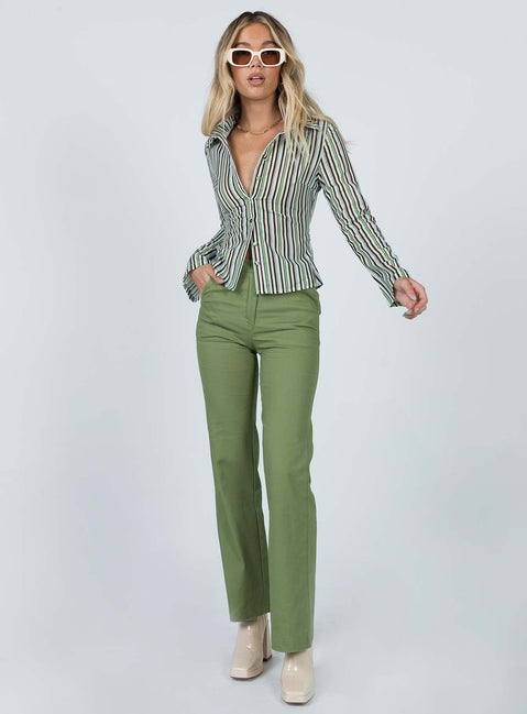 product Princess Polly Full Sleeves Asymmetric Neckline  Anni Stripe Shirt Multi