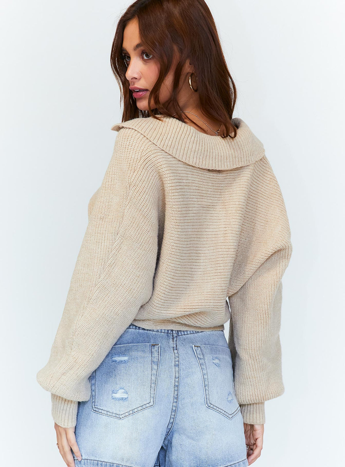 product Tiara Cropped Sweater Beige Princess Polly  Cropped 