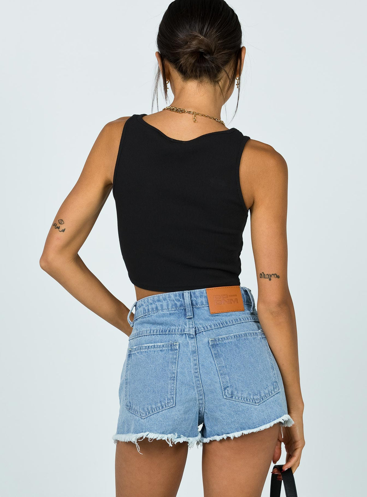 Front view of model wearing  front Elise Shorts Princess Polly High Waisted Shorts 