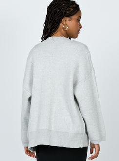 back view of model wearing Princess Polly Burke Cardigan Grey Jumpers 