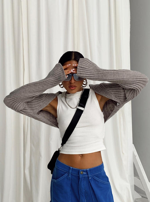 Aytan Bolero Sweater Grey Princess Polly  Cropped 