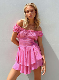 Romper Shirred waistband Ruffle detailing Elasticated neck & sleeves Can be worn on or off-shoulder