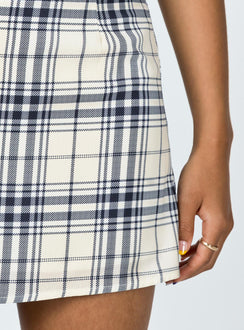 back view of model wearing Princess Polly Selby Mini Skirt Yellow Plaid Skirts 