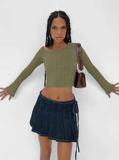 product Princess Polly Full Sleeves Boat Neck  Santorini Knit Top Khaki