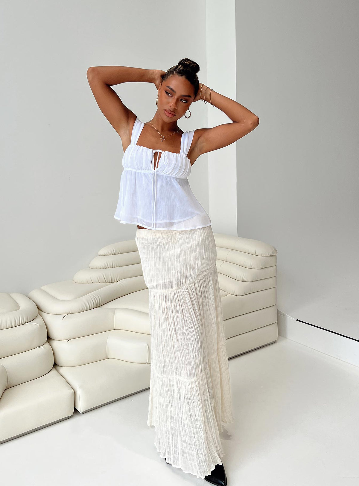 product Princess Polly Sleeveless Square Neck  Mooney Top Ivory