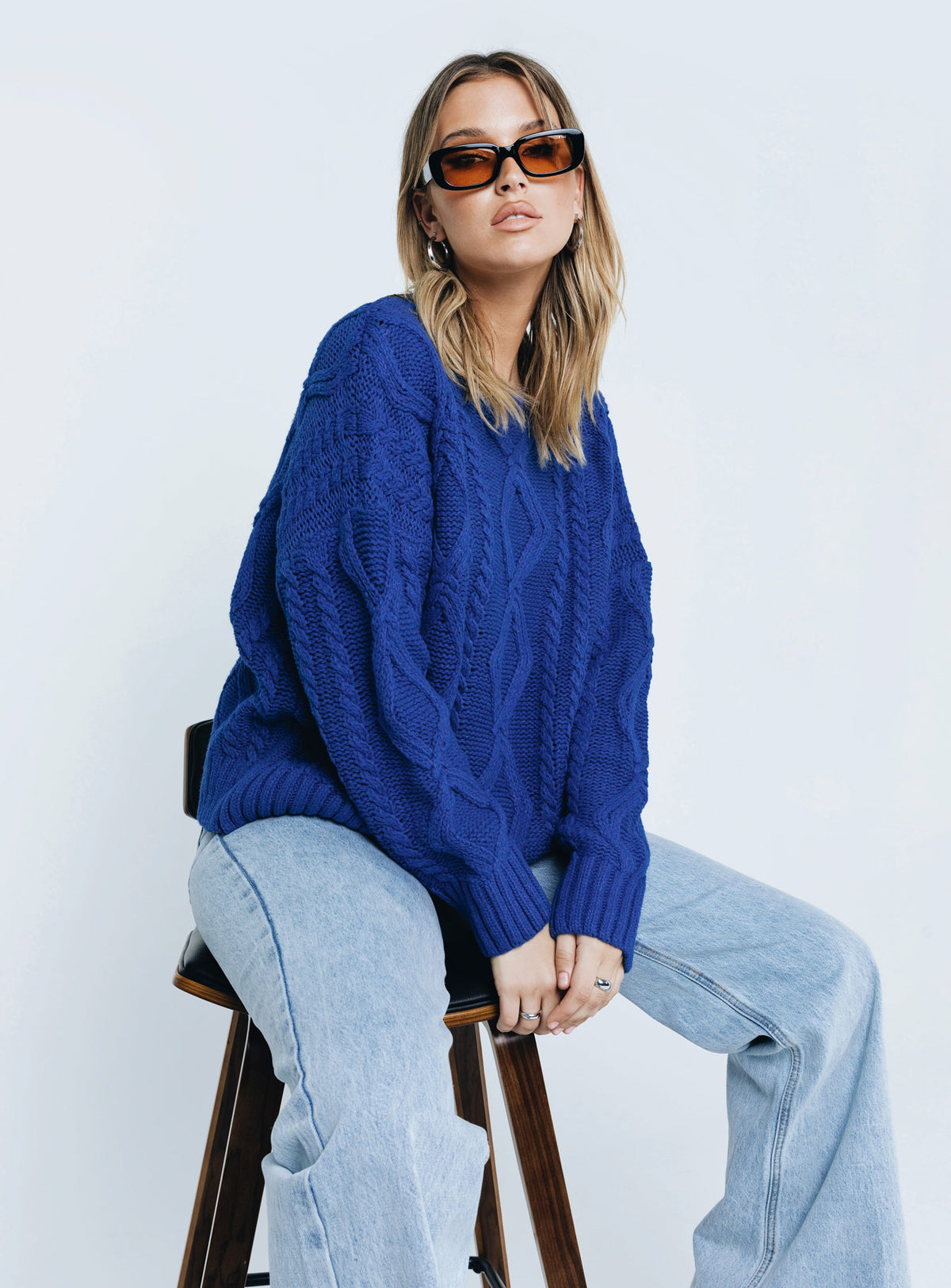 product Anaya Oversized Sweater Monday Blues Princess Polly  