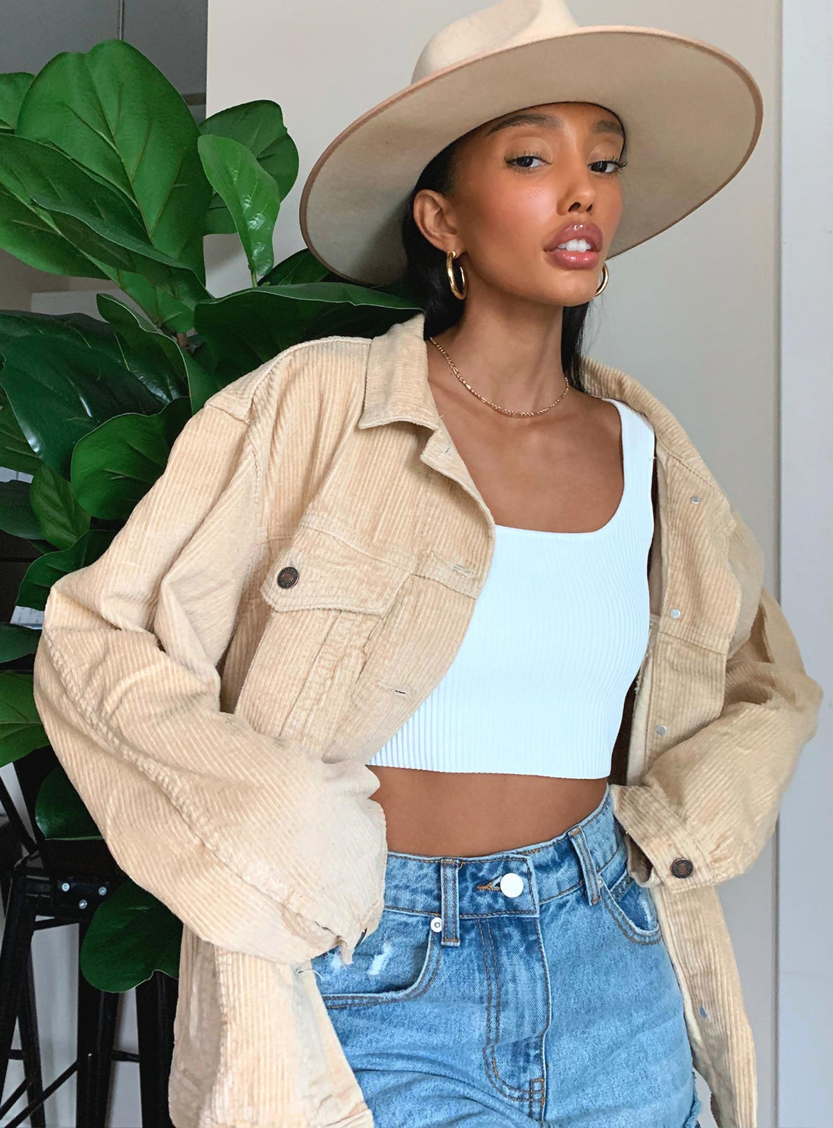 front view of model wearing Princess Polly Feels Like Summer Denim Shorts High Waisted Shorts 