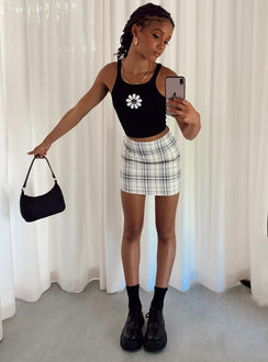   front view of model wearing Princess Polly Selby Mini Skirt Yellow Plaid Skirts 