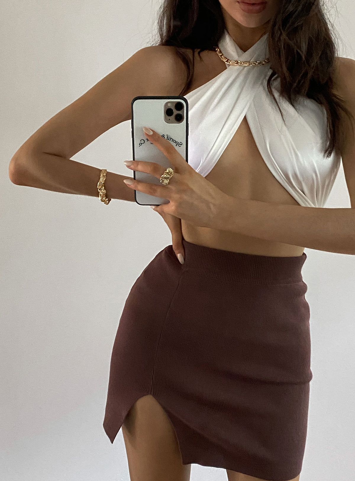 back view of model wearing Princess Polly The Lola Mini Skirt Coco Skirts 