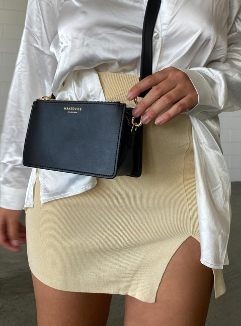   front view of model wearing Princess Polly The Lola Mini Skirt Ecru Skirts 