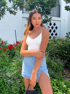 back view of model wearing Princess Polly The Lola Mini Skirt Denim Skirts 